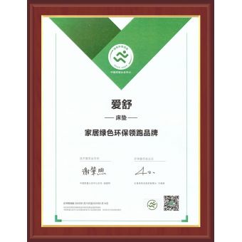 家居绿色环保领跑品牌证书